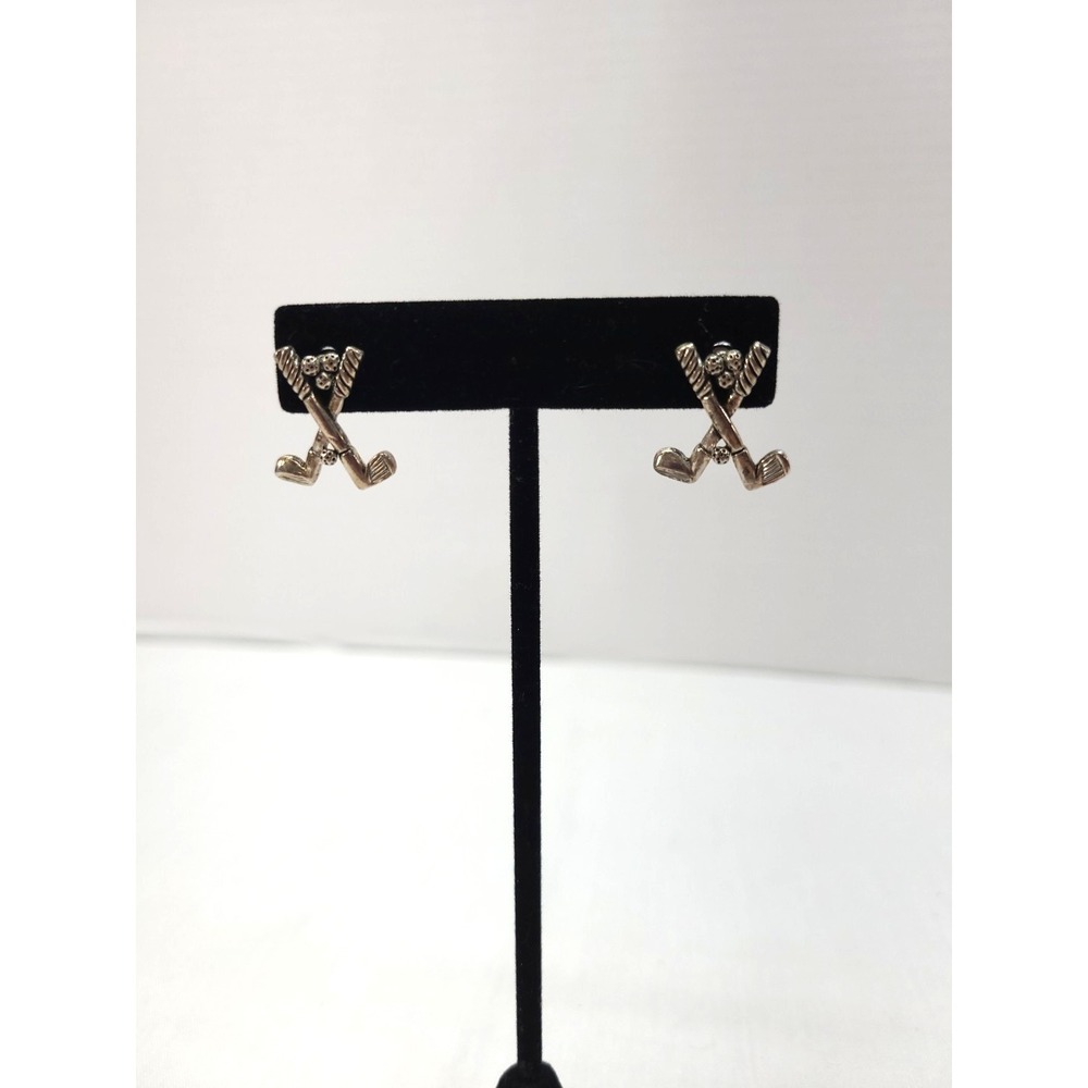 Marie Jennifer Golf Club Stud Earrings Costume Jewelery Vintage